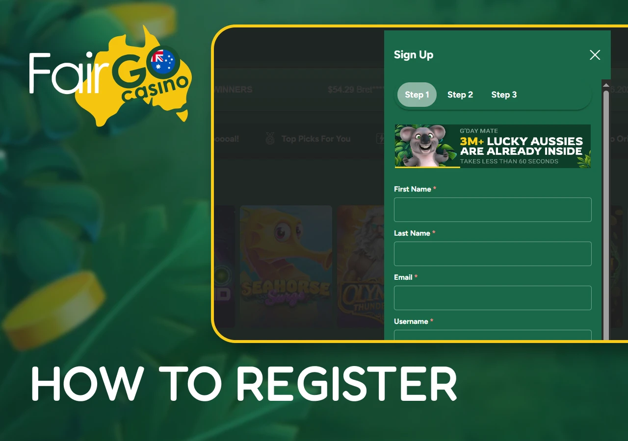 Account registration process and getting started at Casino for Australian players.