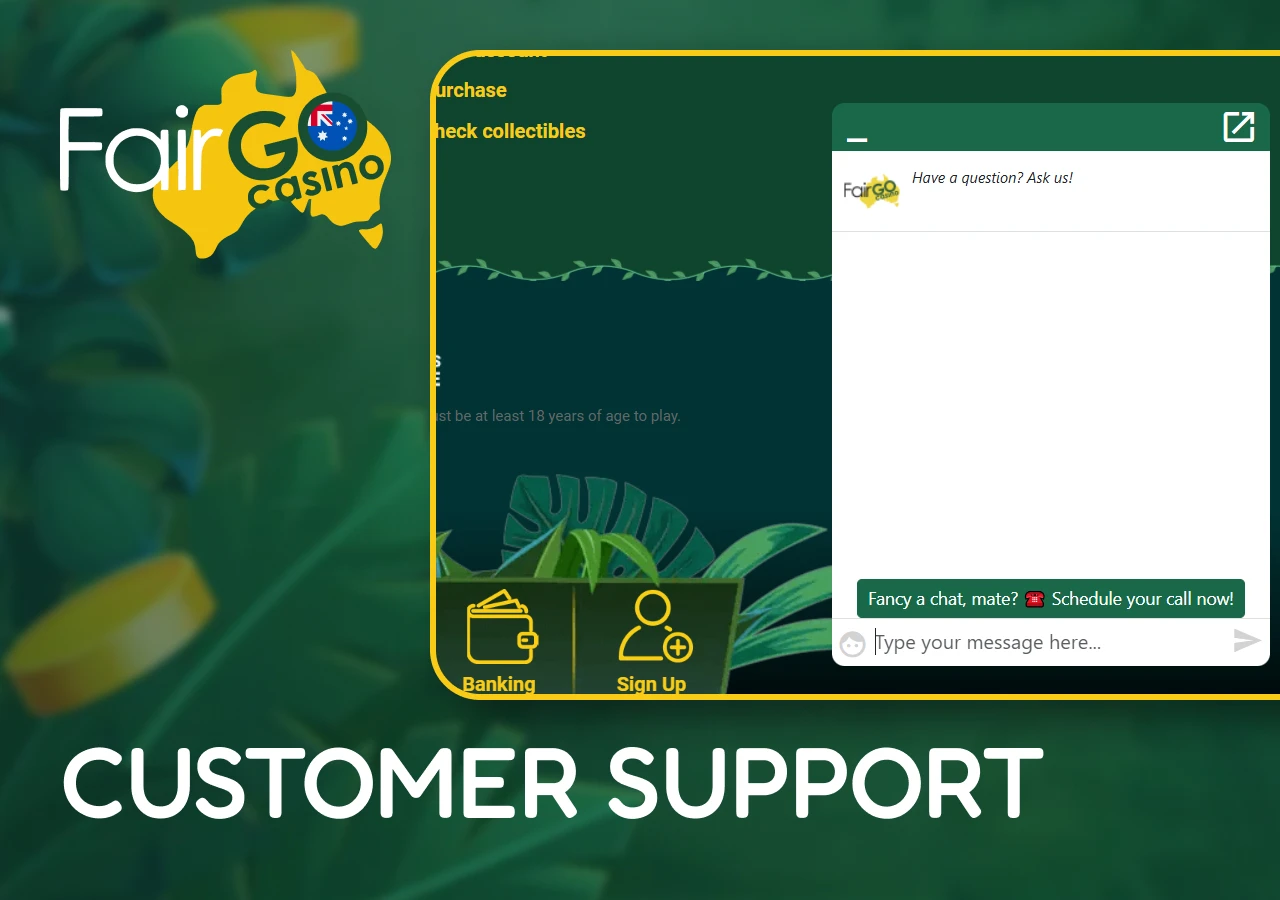 Casino customer support with live chat, email assistance, and help resources.